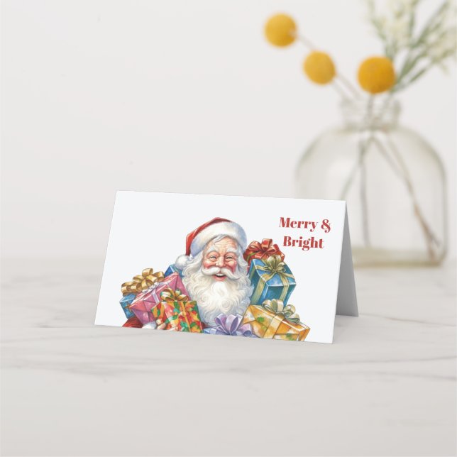 Jolly Santa Claus Classic Christmas Place Card (Front)