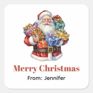 Jolly Santa Claus Classic Christmas Square Sticker