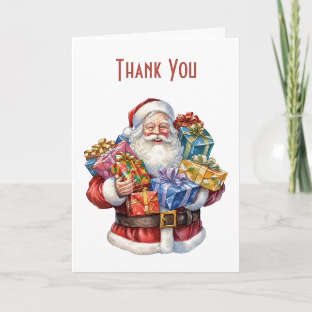 Jolly Santa Claus Classic Christmas Thank You Card (Front)
