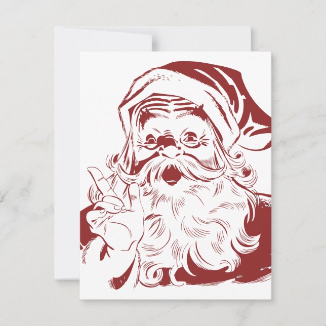 Jolly Santa Claus in Red Fun Retro Merry Christmas Holiday Card (Front)