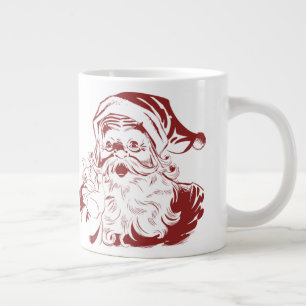 Jolly Santa Claus in Red Fun Retro Merry Christmas Large Coffee Mug