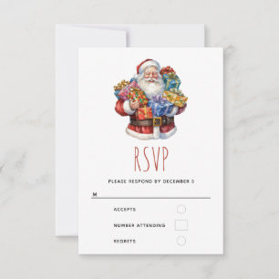 Jolly Santa Claus In traditional Red Suit RSVP Card