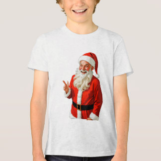 Jolly Santa Claus Making Peace Sign – Vintage Chri Tri-Blend Shirt