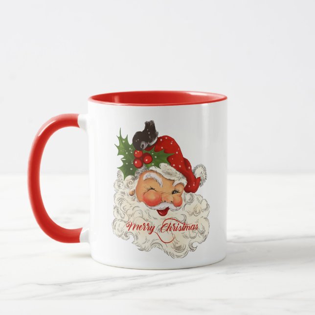 Jolly Santa Claus Merry Christmas personalised Mug (Left)