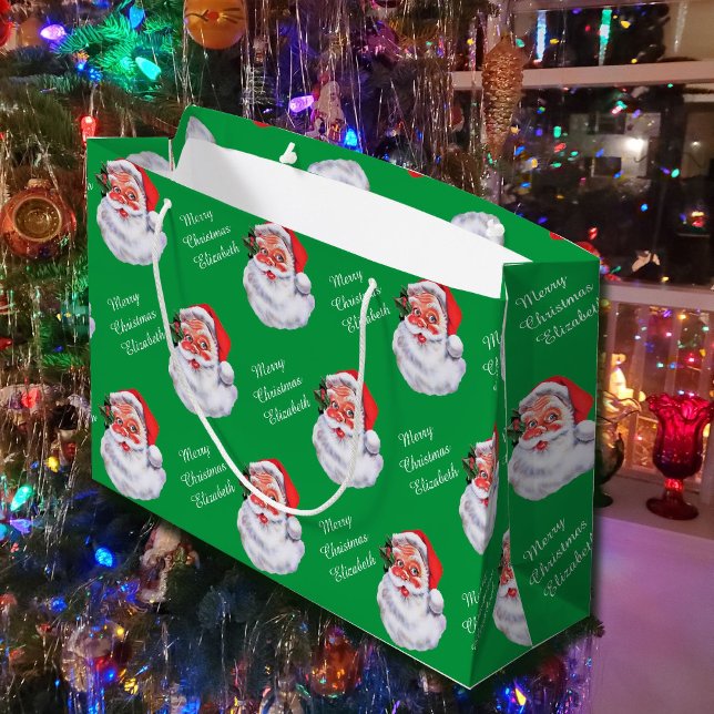 Jolly Santa Claus Personalise Name Child's Large Gift Bag (Creator Uploaded)