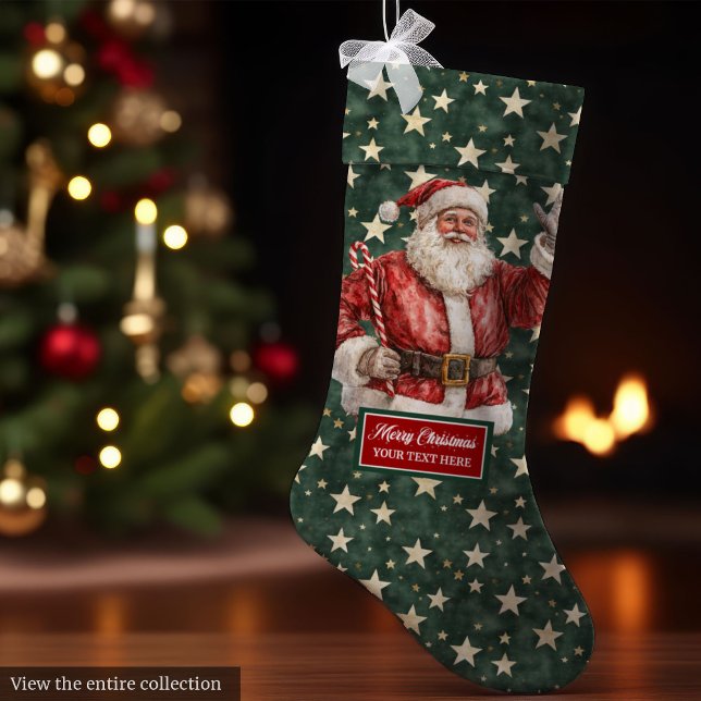 Jolly Santa Claus Stocking Personalised in Vintage (Jolly Santa Claus Stocking Personalized in Vintage Style)