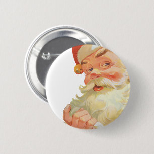 Jolly Santa Claus with a Secret, Vintage Christmas 6 Cm Round Badge