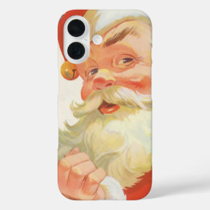 Jolly Santa Claus with a Secret, Vintage Christmas iPhone 16 Case