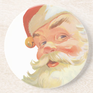 Jolly Santa Claus with a Secret, Vintage Christmas Coaster