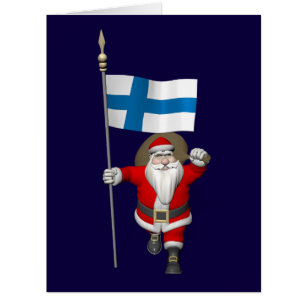 Jolly Santa Claus With Flag Of Finland