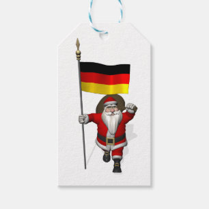 Jolly Santa Claus With Flag Of Germany Gift Tags