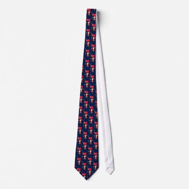 Jolly Santa Claus With Flag Of Turkey Tie (Front)