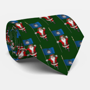 Jolly Santa Claus With Flag Of Utah Tie