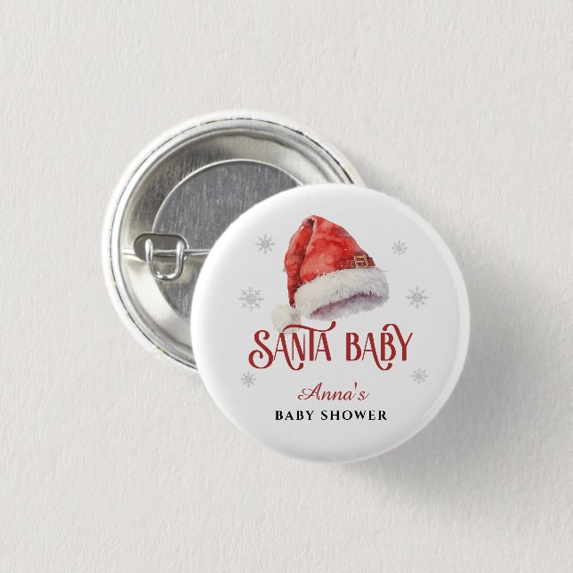 Jolly Santa Hat Baby Shower guest keepsake gift 3 Cm Round Badge (Front & Back)