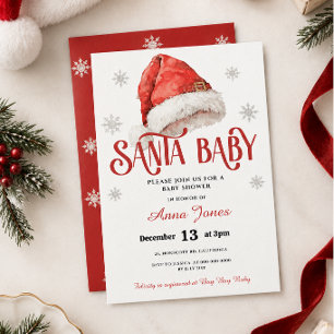 Jolly Santa Hat Baby Shower Invitation