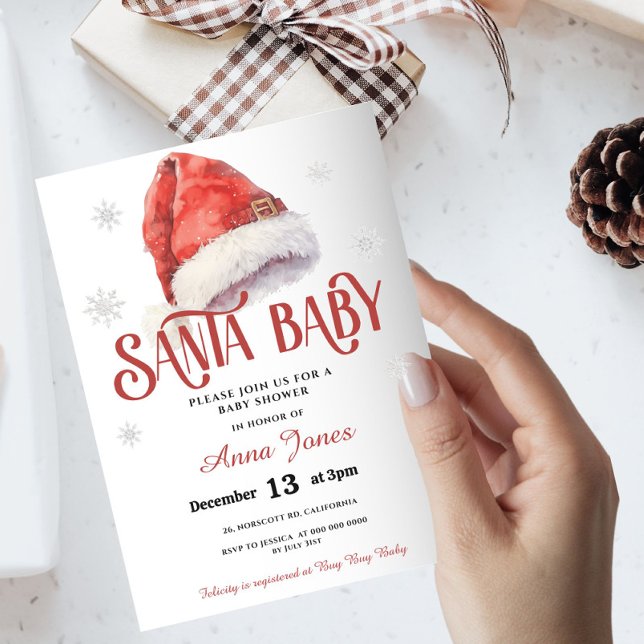 Jolly Santa Hat Baby Shower  Invitation (Creator Uploaded)