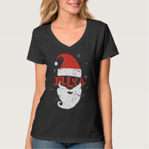 Jolly Santa Hat Beard Af Snowflakes Merry Christma T-Shirt