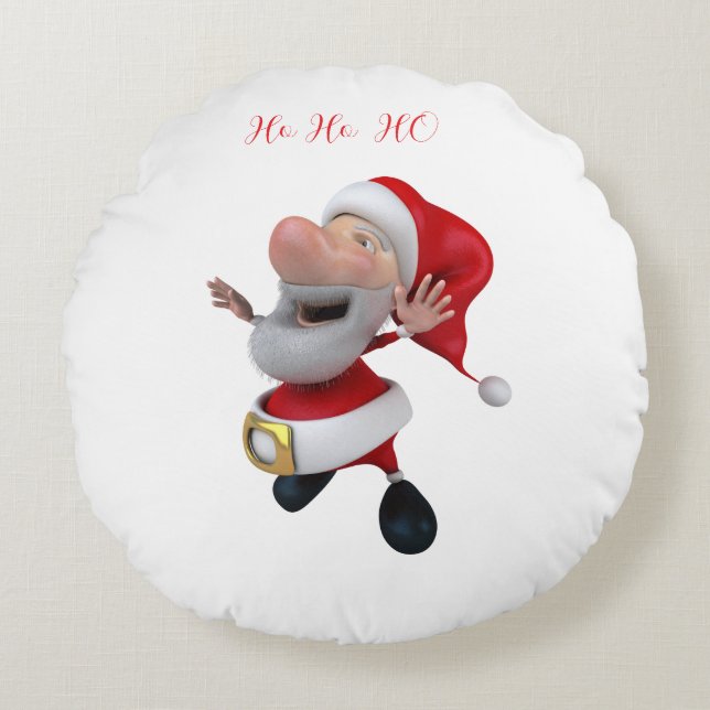 Jolly Santa Ho Ho  Round Cushion (Front)