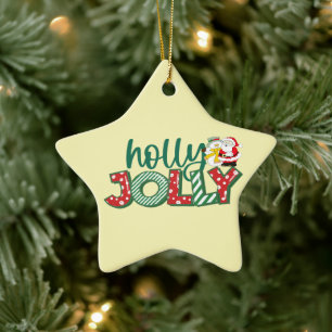 Jolly Santa Ornament, Colourful Christmas  Ceramic Tree Decoration