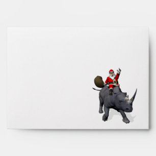 Jolly Santa Riding A Rhino Envelopes