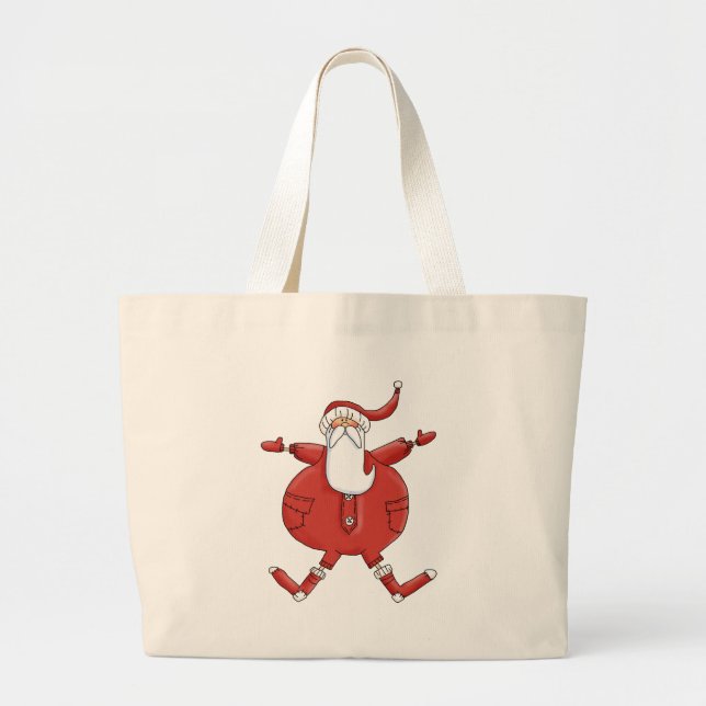 Jolly Santa T-shirts and Gifts Large Tote Bag (Front)