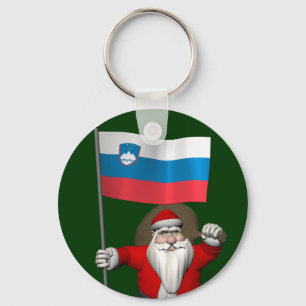 Jolly Santa Visiting Slovenia Key Ring