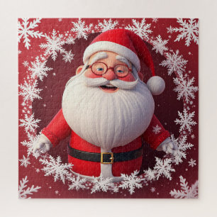 Jolly Santa Winter Snow Scene For Holiday Fun Jigsaw Puzzle