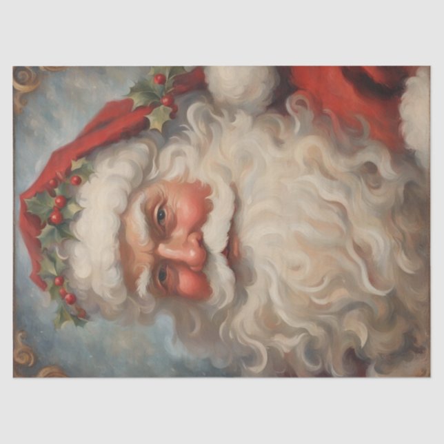 Jolly Santa's Christmas Cheer: Festive Decoupage  Tissue Paper (Front)