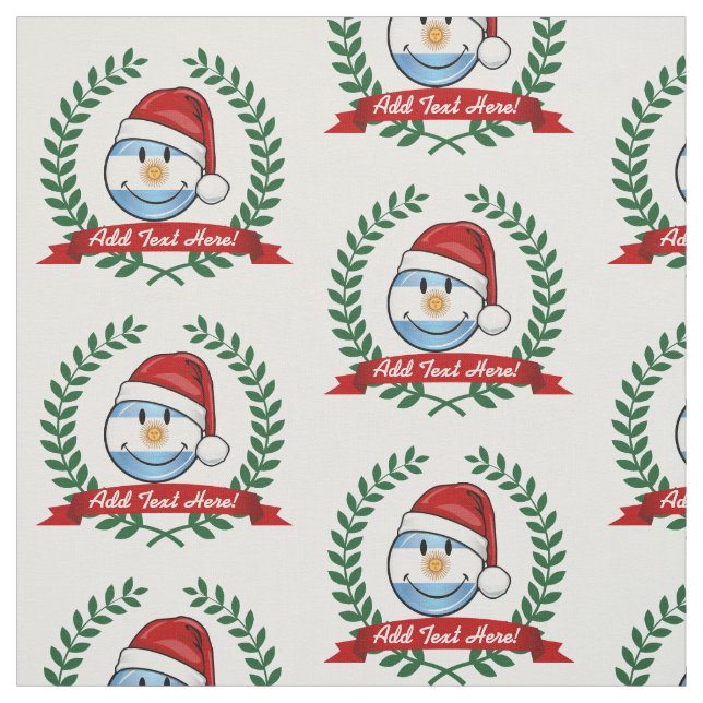 Jolly Smiling Argentina Flag Holiday Fabric (Swatch)