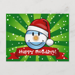 Jolly Smiling Argentina Flag Holiday Postcard