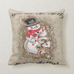 Jolly Snowman and Reindeer! So cute... Cushion