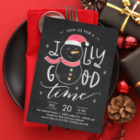 Jolly Snowman Christmas Party Holiday Invitation