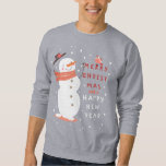 Jolly Snowman Christmas - Warm Wishes Sweatshirt<br><div class="desc">Spread holiday cheer with this delightful design featuring a joyful snowman tipping his hat, surrounded by festive foliage and a sweet little bird. With a warm, peach-toned background and a playful message of "Merry Christmas and a Happy New Year, " this card brings a touch of magic and charm to...</div>