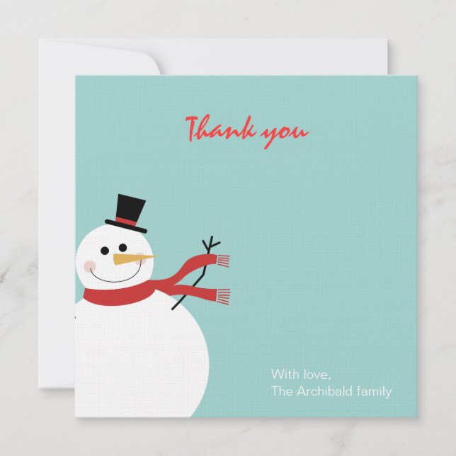 Jolly Snowman Holiday Thank You Card (Front)