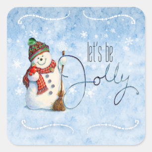 Jolly Snowman LBJa Square Sticker