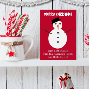 Jolly Snowman Red Cute Personalised Christmas