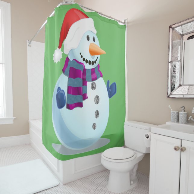 Jolly Snowman Shower Curtain (In Situ)