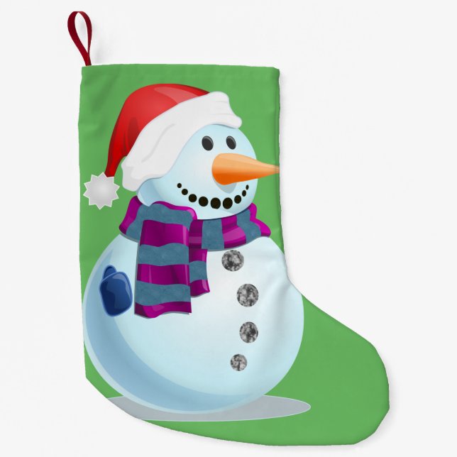 Jolly Snowman Small Christmas Stocking (Front)