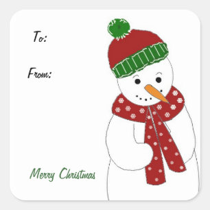 Jolly Snowman Square Sticker