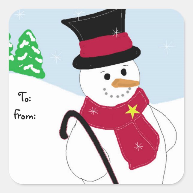 Jolly Snowman Square Sticker (Front)