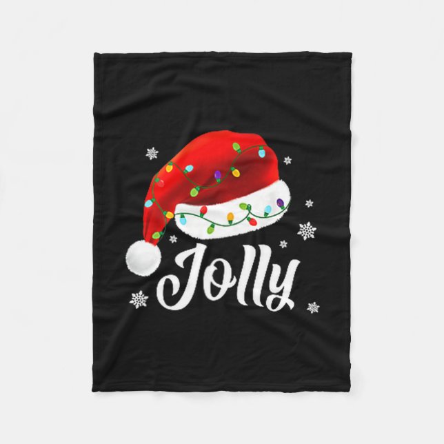 Jolly Subtle Minimal Christmas Funny Holiday Party Fleece Blanket (Front)