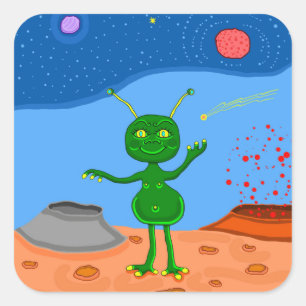 Jolly the Cute Alien Square Sticker