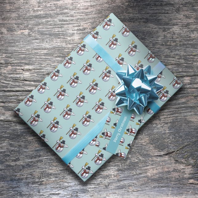 Jolly Top Hat Snowman Christmas Pixel Art Pattern Wrapping Paper (Creator Uploaded)