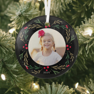 Jolly Wishes Editable Colour Custom Photo Ornament