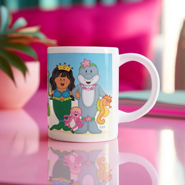 JollyKins Mermaid Friends Two-Tone Coffee Mug (Creator Uploaded)