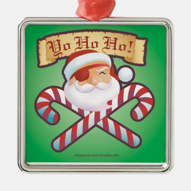 JollySanta Ornament-Square Metal Tree Decoration (Front)