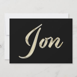 Jon Name white gold Handwriting Card