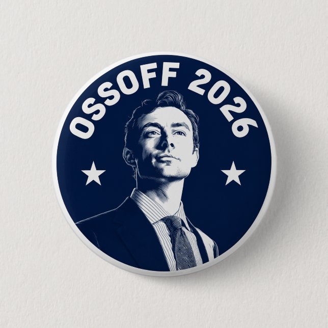 Jon Ossoff 2026 6 Cm Round Badge (Front)