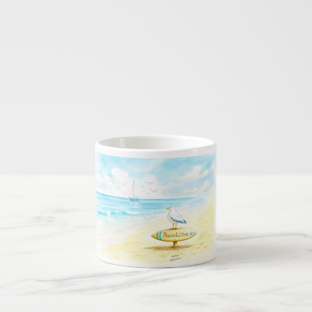 Jon Seagull - Peace & Love  Espresso Cup (Front)