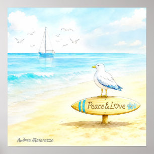 Jon Seagull - Peace & Love Poster